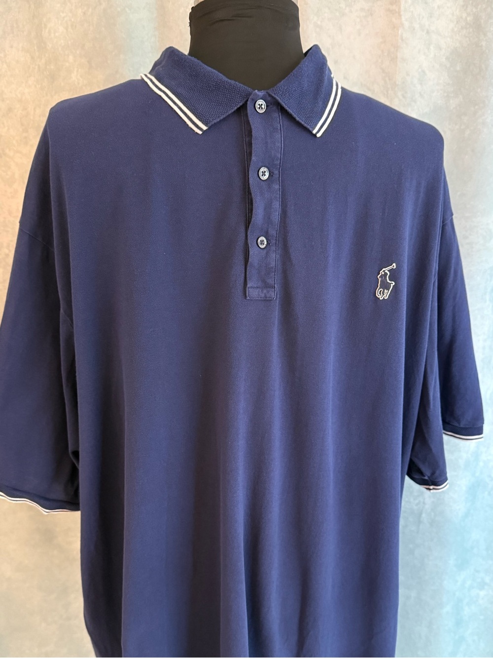 Ralph Lauren Classic Navy Polo Shirt with Contrast Trim Mens 4XLT